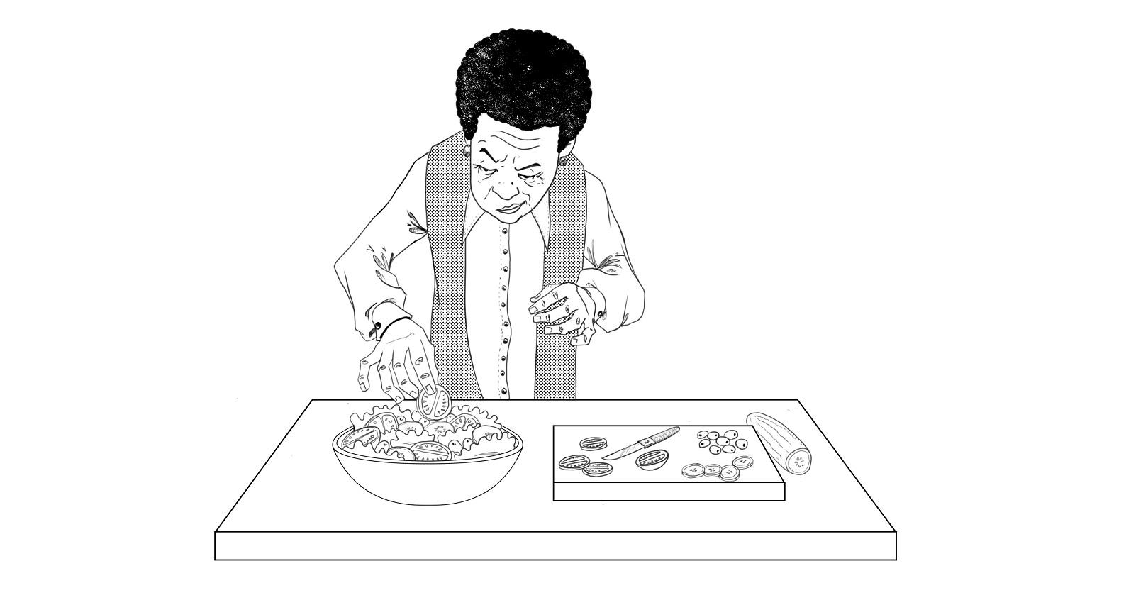 Mom cooking illustration by Michael Powell