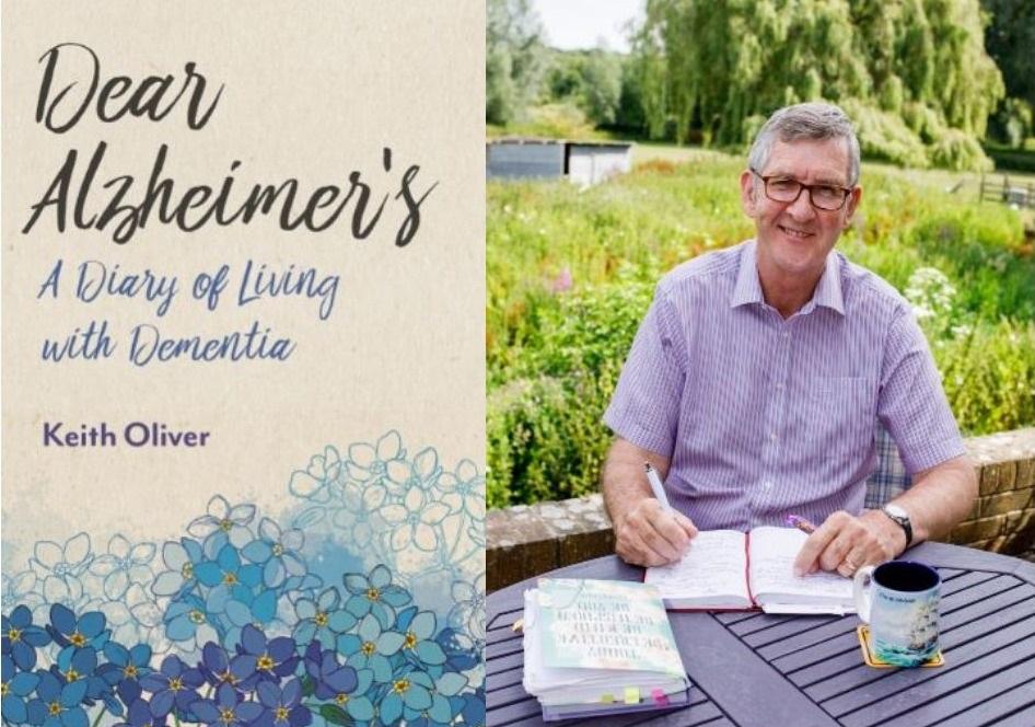 Keith Oliver and the front cover of his book 'Dear Alzheimer's'