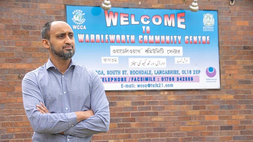 Dewan Choudhury outside a local community centre