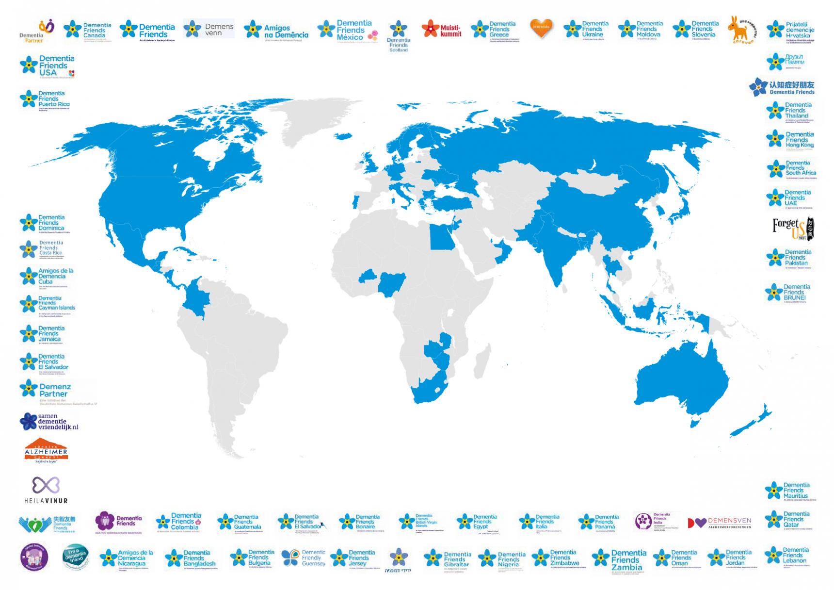 Global Dementia Friends on a map