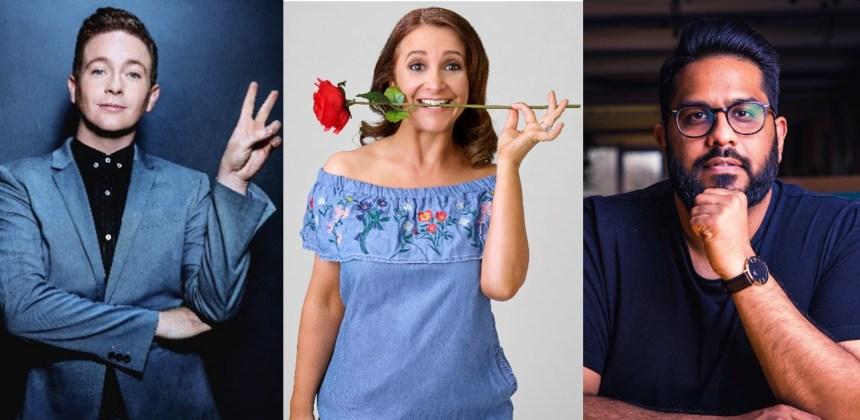 Comedians Lucy Porter, Eshaan Akbar and Stephen Bailey 