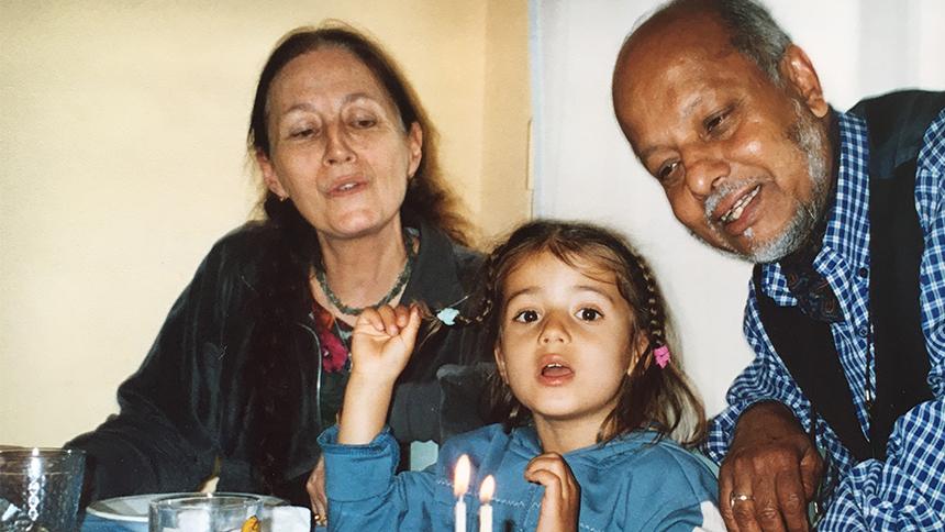 Pranab Das with wife Lucie and their daughter
