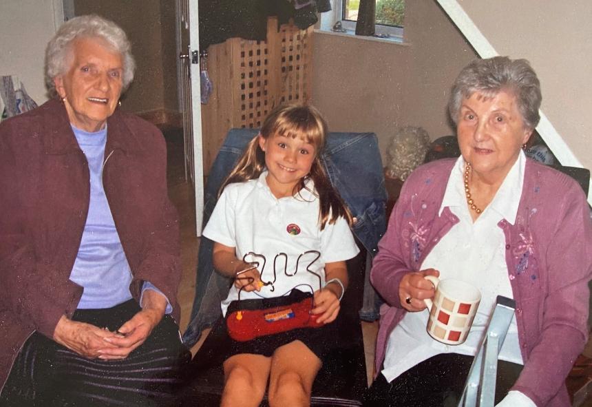 Megan with her Nan Joan and her other grandma, Nan Batt
