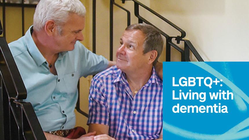 LGBTQ+: Living with dementia booklet cover image