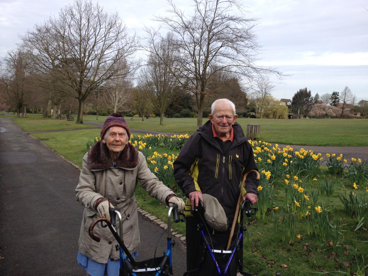 Rosemary Phillips' parents on a walk in the park