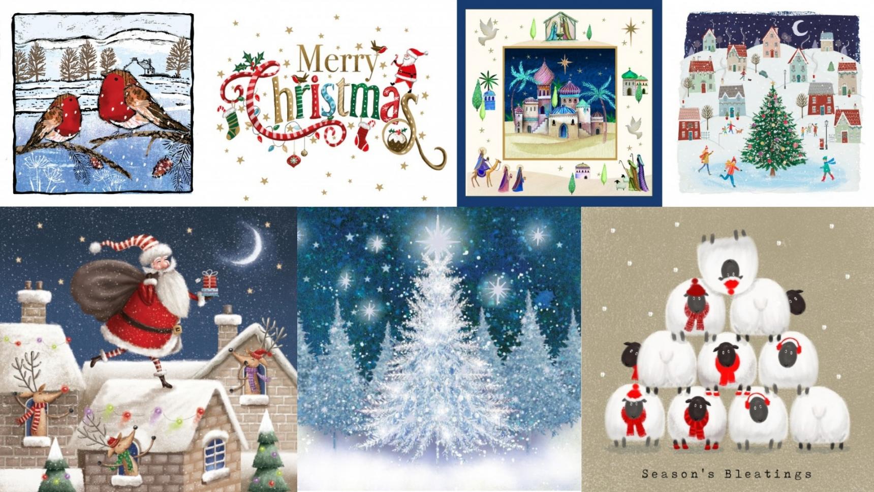Box of 20 Charity Christmas Cards Supports Multiple Charities 4 Designs Xmas Cards 