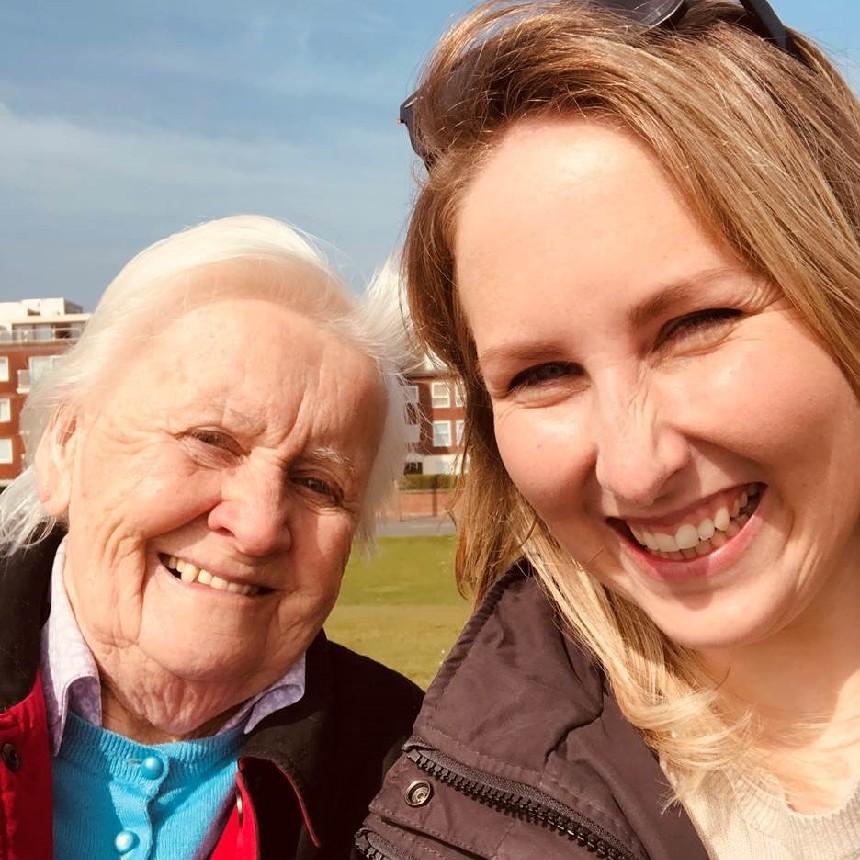 Steph takes a selfie outside with her gran