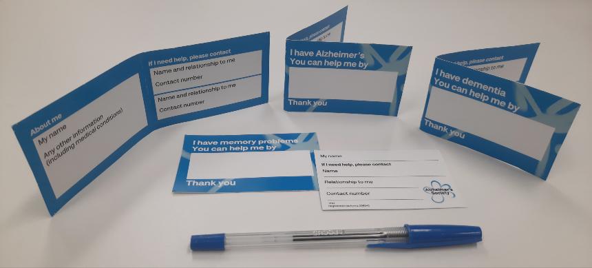 Variations of the helpcards labelled for people with dementia or memory problems