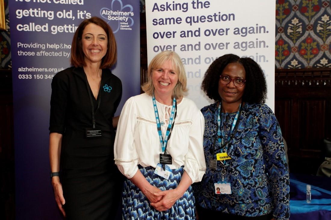 Liz and Tarie with Alzheimer's Society CEO Kate Lee