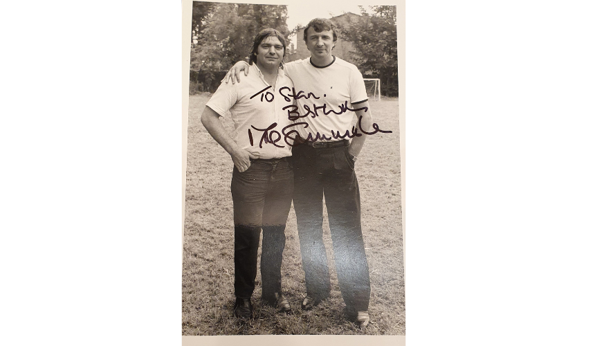 A picture of a signed photograph of Stan with Mike Summerbee