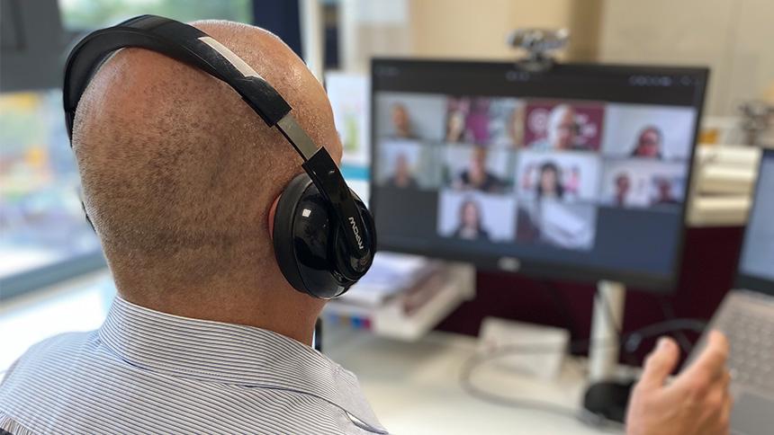 Someone doing Alzheimer's Society learning online.