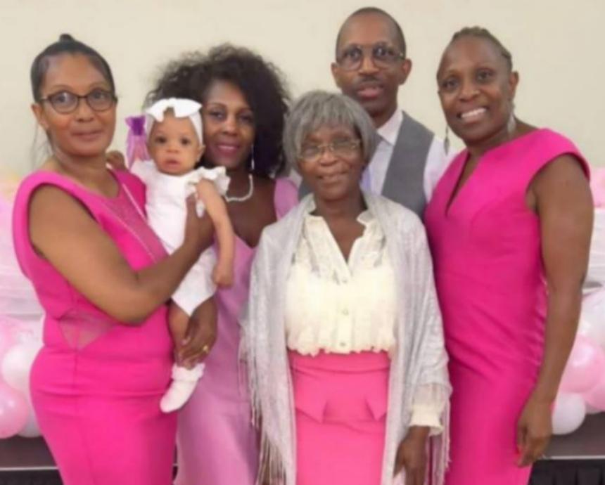 Hilda and her family dressed up for a christening