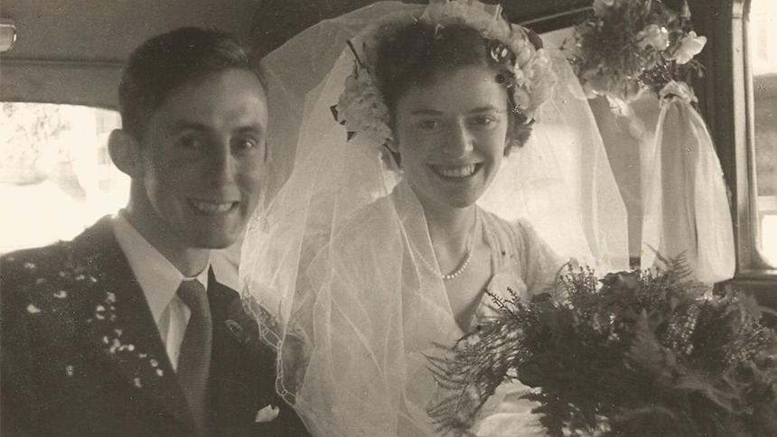 Kay Lomas's parents on their wedding day