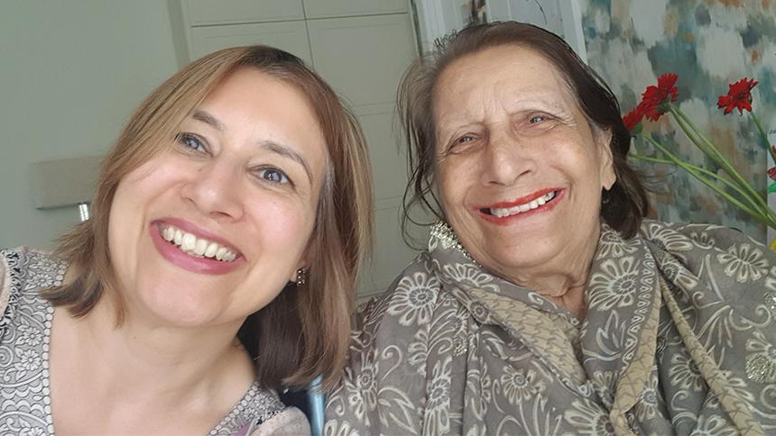 Nabila (left) and her mother Bano (right)