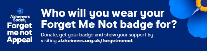 email signature reading 'who will you wear your forget me not badge for'