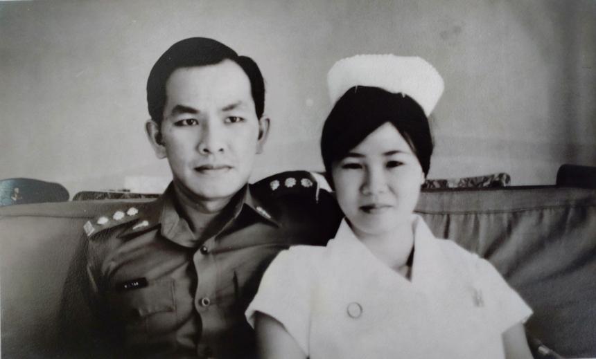 Ai Lyn's parents - Wan Liang and Bee Foon - as young adults - Bee Foon is wearing her nursing uniform
