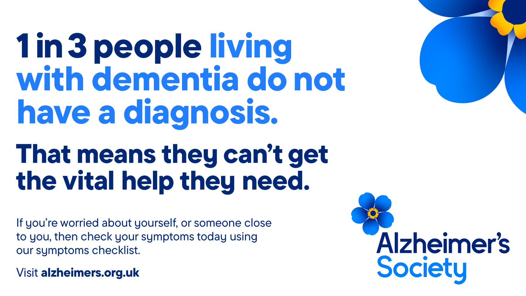 A white background with a blue flower and text for Dementia Action Week
