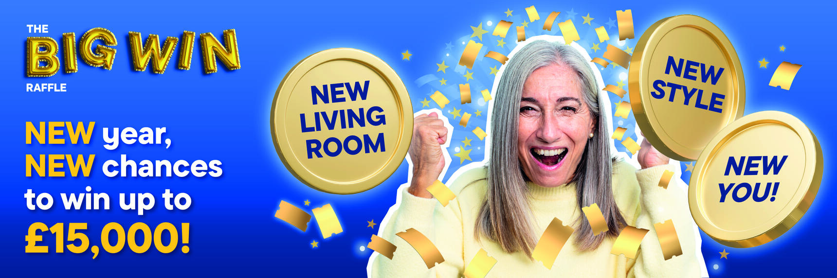 Raffle winner with prizes