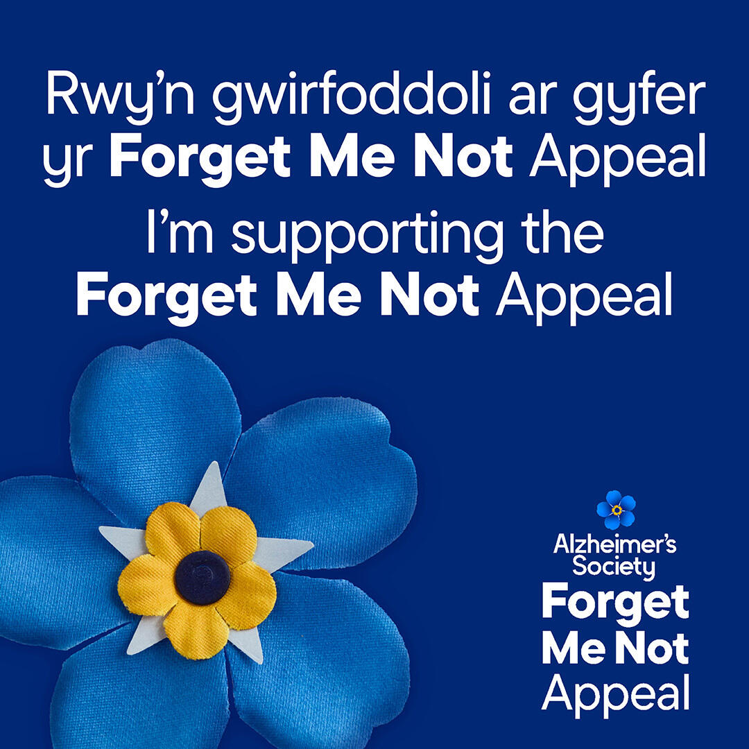 Forget Me Not Appeal 2026 Social media badge Welsh