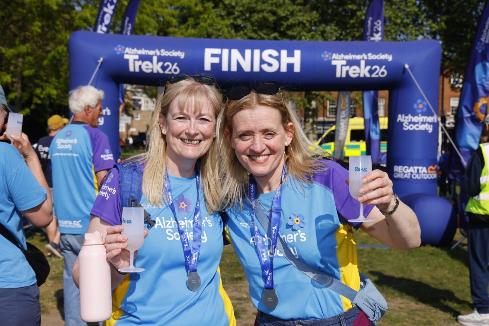 Anne-Marie Duff at the finish of Trek26 London