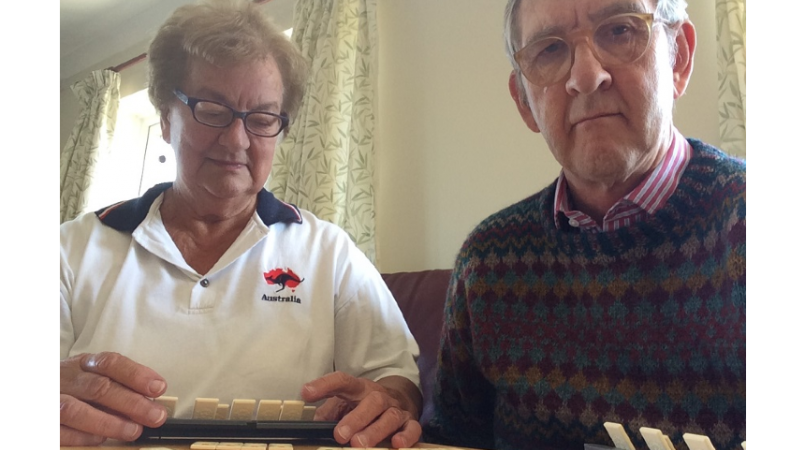 Keith and Rosemary playing a board game