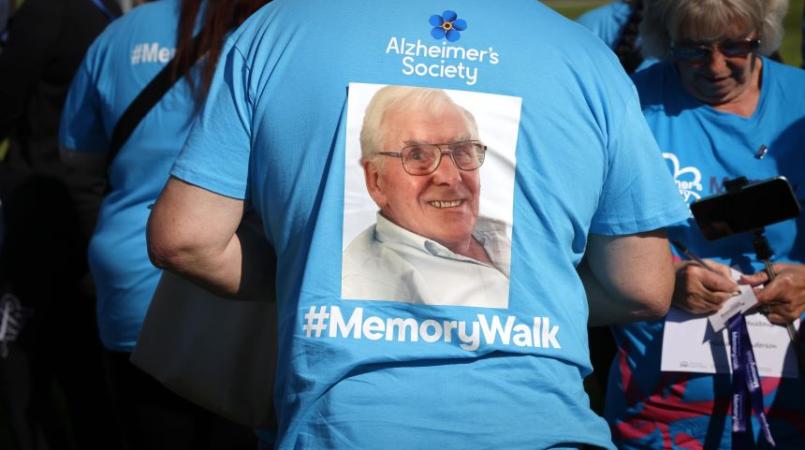 Picture of a loved one on the back of their Memory Walk t-shirt