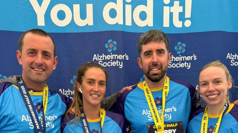 Dr Harry Pritchard and family after completing the Manchester Half Run.