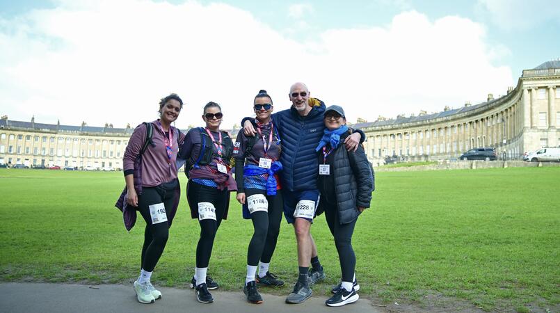 Ultra Challenge walkers standing in front of Royal Crescent