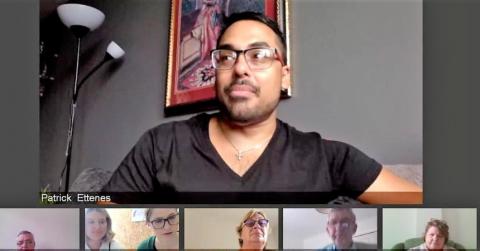 A group video call taking place online