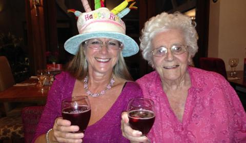 Jane and her mum smiling