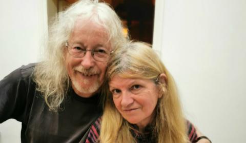 David with his arm around his best friend, Bonnie