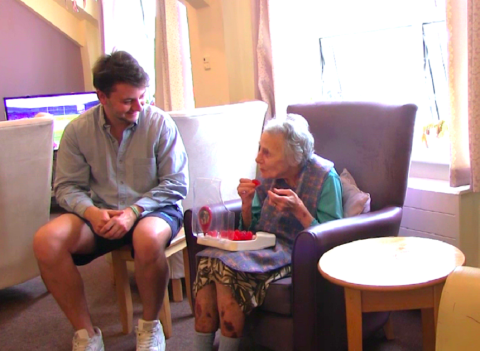 Lewis and his late grandma Pat tasting Jelly Drops