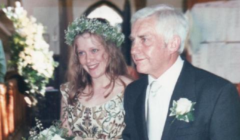 Mandy with her dad on her wedding day
