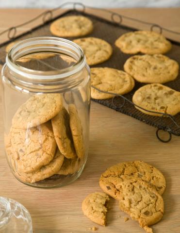 Picture of cookies on a tray and in a jar