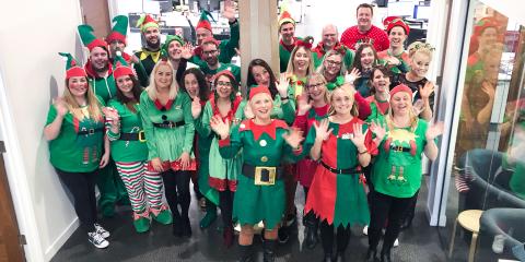 Staff at Prime Appointments celebrating Elf Day