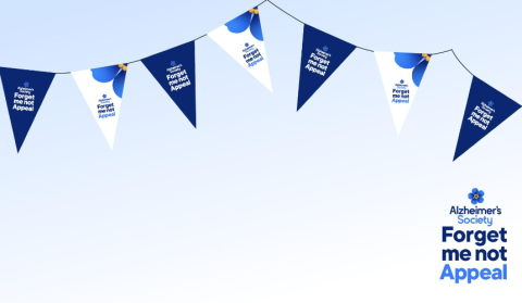 Forget Me Not Appeal virtual background with bunting