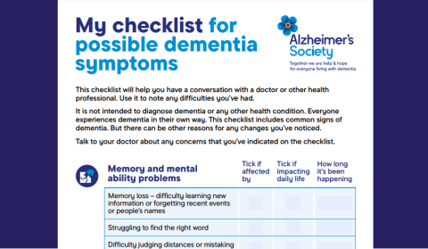 Dementia Symptoms Checklist