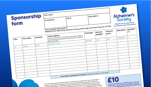 An example of a sponsorship form