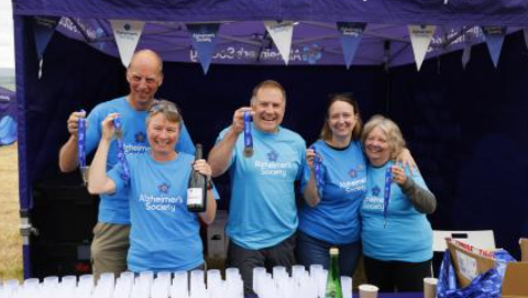 Group of volunteers at a refreshment stall