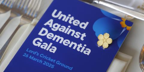 A booklet with the words United Against Dementia Gala on it