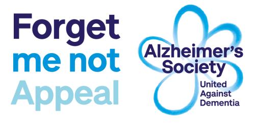 Forget Me Not Appeal logo next to Alzheimer's Society logo