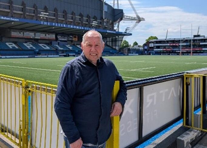 Chris Griffiths in a football stadium