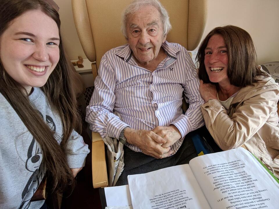 Elanor with her mum and grandad