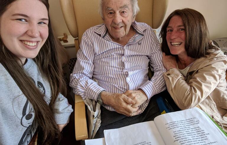 Elanor with her mum and grandad